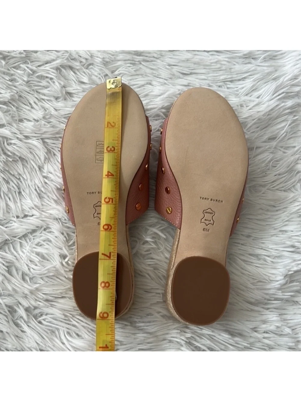 Tory Burch Women’s Pink moon Leather Slide Sandals with Gold Logo size 6
